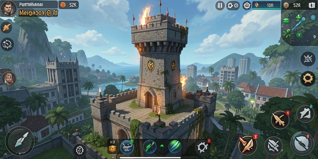 Tangkapan layar dari gameplay menara pertahanan dalam 5ZK.