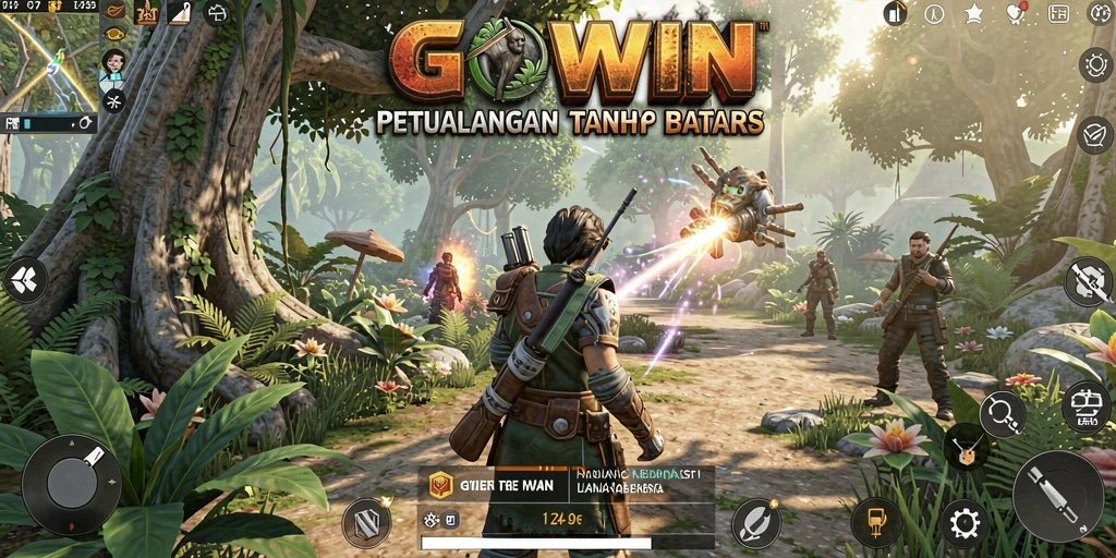 Screenshot GOWIN menampilkan eksplorasi mendalam di dunia Open World yang indah.