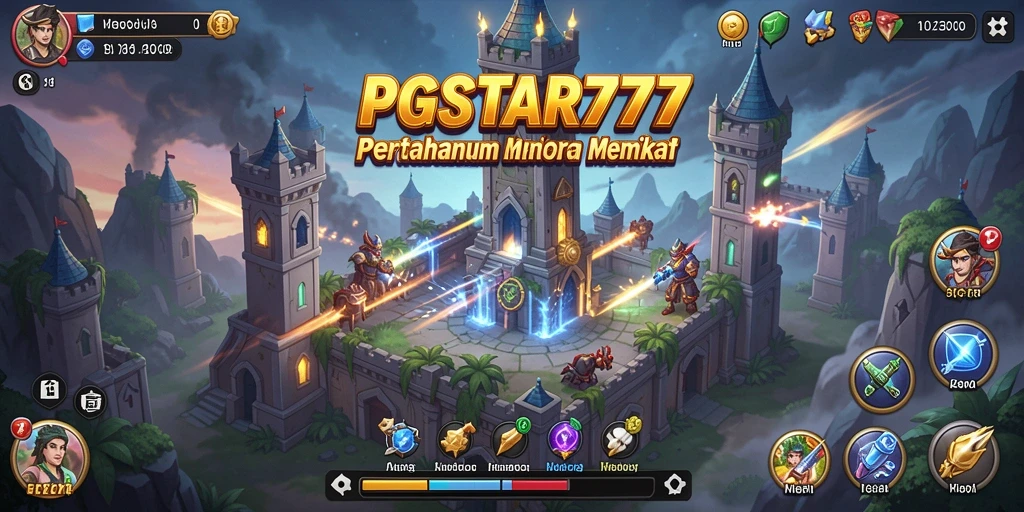 Screenshot utama PGSTAR777 yang menampilkan gameplay Tower Defense yang seru dan menarik.