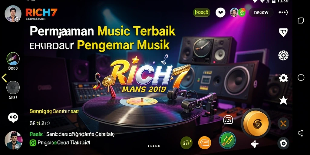 Screenshot gameplay RICH7 menampilkan suasana permainan musik yang seru.